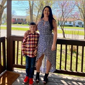 Navy and White High Low Maxi Dress Size M